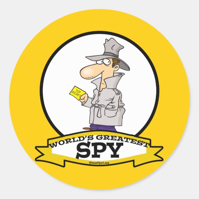 STICKER ROND MONDE LE PLUS GRAND SPY HOMMES CARTOON (Devant)