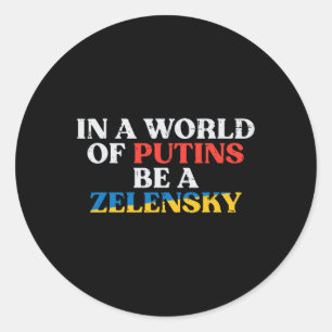 Sticker Rond Monde ukrainien de Poutine, soit Zelensky hommes u