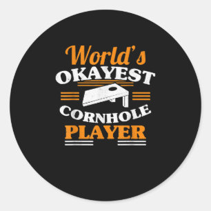 Sticker Rond Mondes Okayest Cornhole Joueur Cornhole