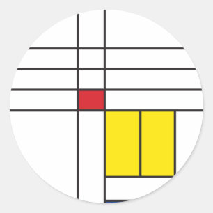 Sticker Rond Mondrian II Design d'Art Moderne Minimaliste De St