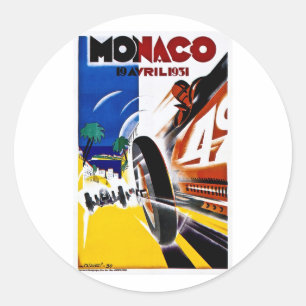 Sticker Rond Monégasque 1931 Grand Prix de course Vintage Poste