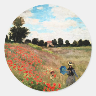 Sticker Rond Monet - Coquelicots près d'Argenteuil,