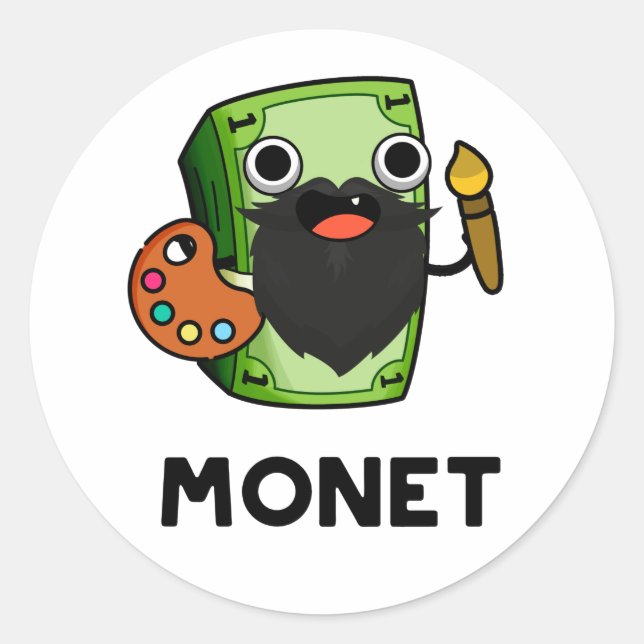 Sticker Rond Monet Cute Artiste Argent Pun (Devant)