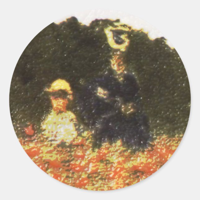 Sticker Rond monet - femme et fils (Devant)
