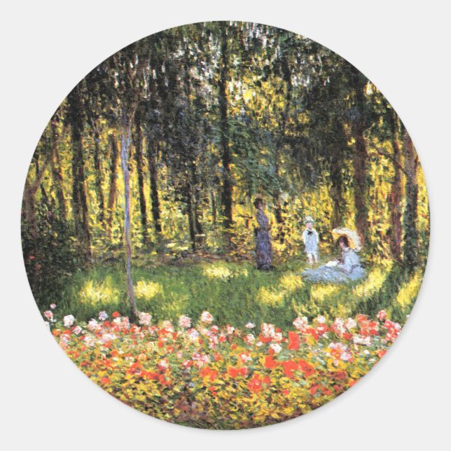Sticker Rond Monet - La famille de l'artiste dans le jardin (Devant)