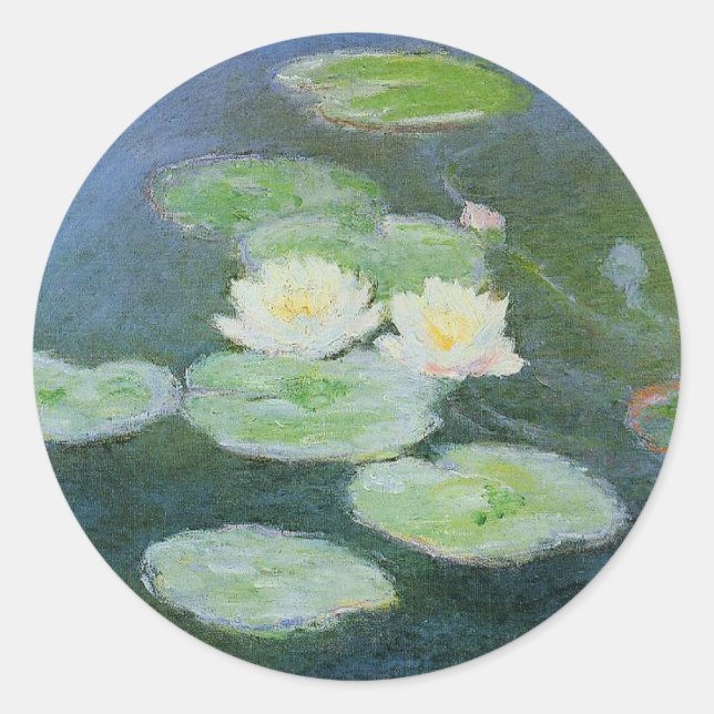 Sticker Rond Monet - Lys d'eau, effet du soir, (Devant)