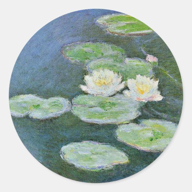 Sticker Rond Monet - Lys d'eau, effet du soir (Devant)