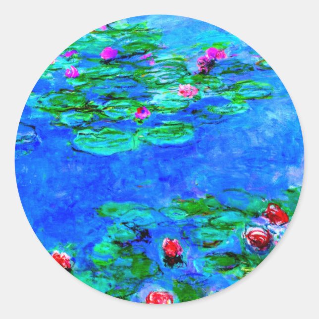 Sticker Rond Monet : Lys d'eau OEuvre rouge (Devant)