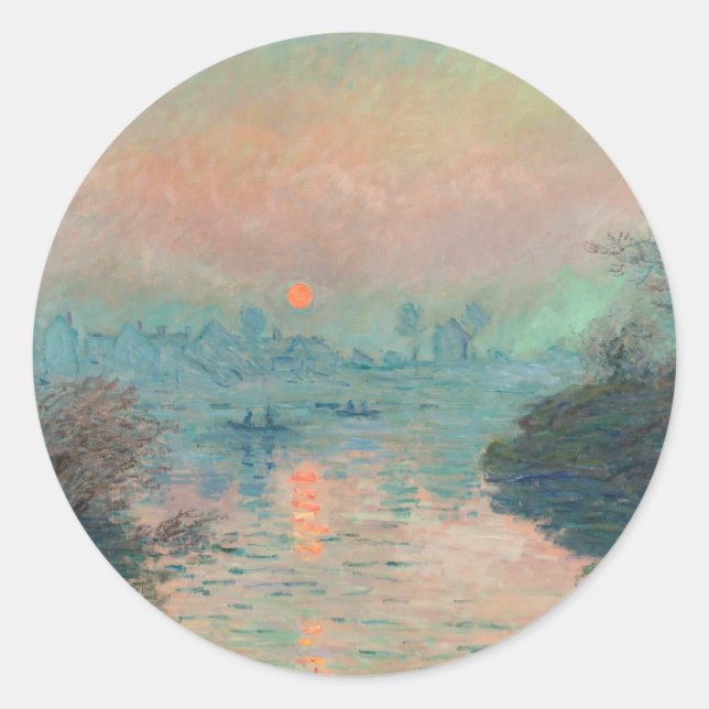 Sticker Rond Monet Sunset Seine Beaux-Art Impressionnisme (Devant)