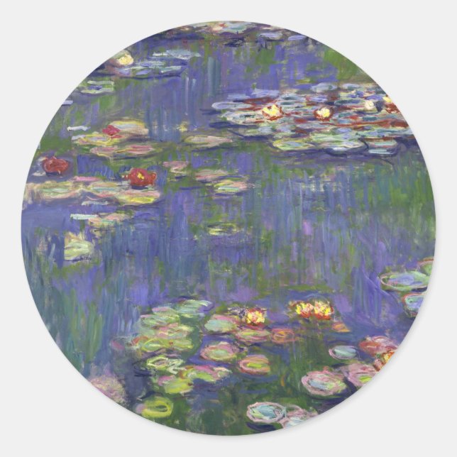 Sticker Rond Monet Water Lilies Chef-d'oeuvre Peinture (Devant)