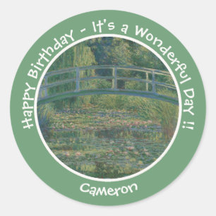 Sticker Rond Monet's Water-Lily Pond et Footbridge Party Items