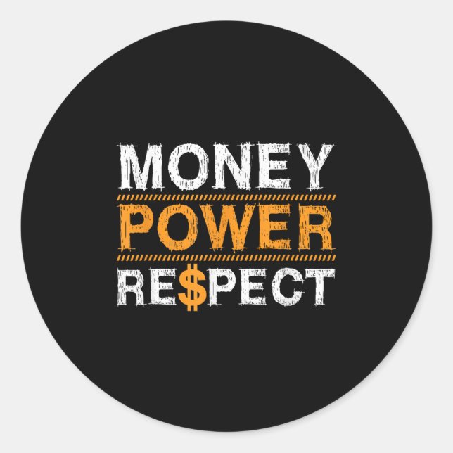 Sticker Rond Money Wer Respect Rap Lover Entrepreneur Christmas (Devant)