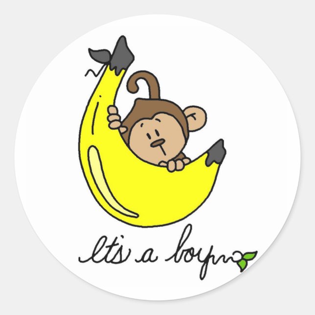 Sticker Rond Monkey C'est un garçon Tshirts et cadeaux (Devant)