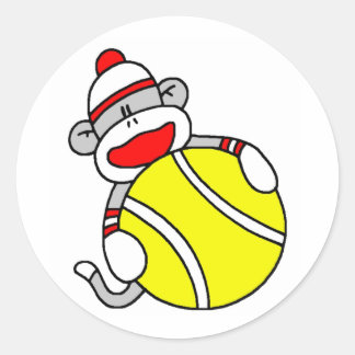 Sticker Rond Monkey de tennis