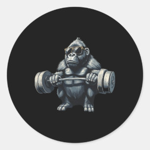 Sticker Rond Monkey Gorilla Bodybuilding Muscles Fitness Salle