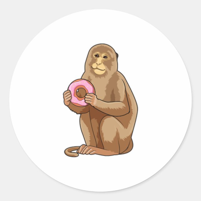 Sticker Rond Monkey with Donut (Devant)