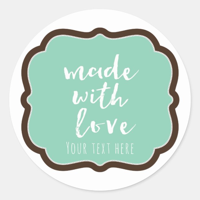 Sticker Rond Monnaie & Chocolat Brown Fabriqué Avec Boulangerie (Devant)