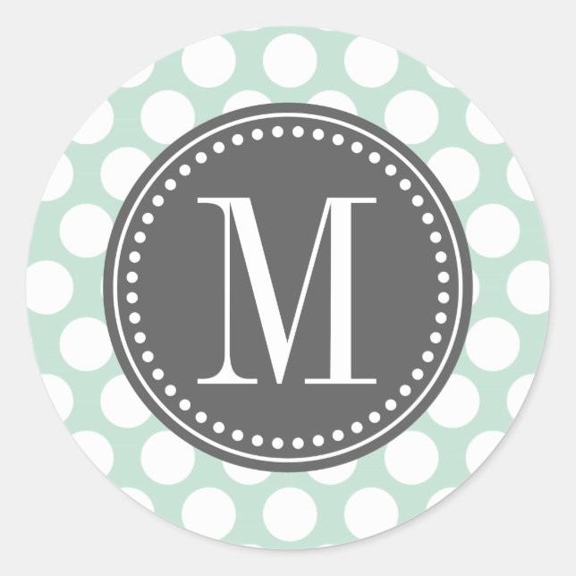 Sticker Rond Monnaie et charbon de bois | Gros Pois Monogrammé (Devant)