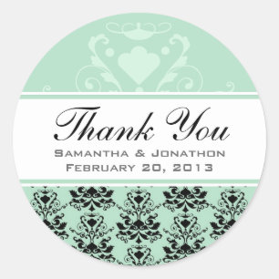 Sticker Rond Monnaie et Noir Damas avec Mariage Blanc Favoriser