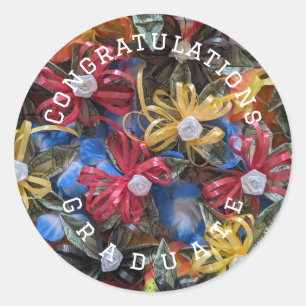 Sticker Rond Monnaie lei design félicitations collant diplômé