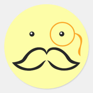 Sticker Rond Monocle et Moustache