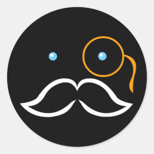 Sticker Rond Monocle et Moustache