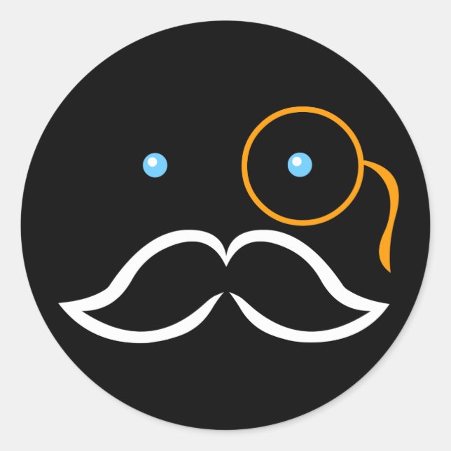 Sticker Rond Monocle et Moustache (Devant)