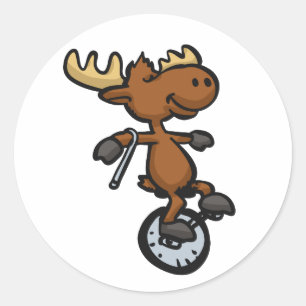 Sticker Rond Monocycle d'orignal   choisir la couleur arrière -