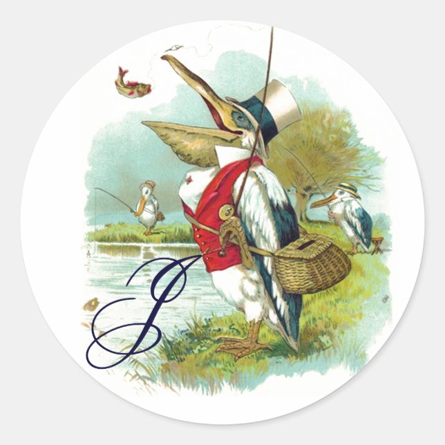 STICKER ROND MONOGRAM DE LA PÊCHE M. PELICAN (Devant)
