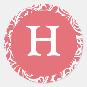 Sticker Rond Monogram H Dusty Rose Mariage personnalisable Mono