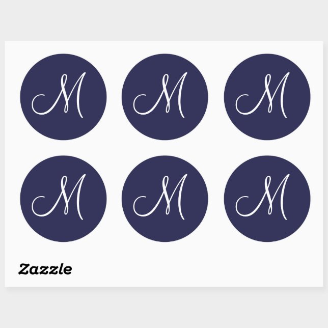 Sticker Rond Monogram M White sur Navy Blue, (Feuille)