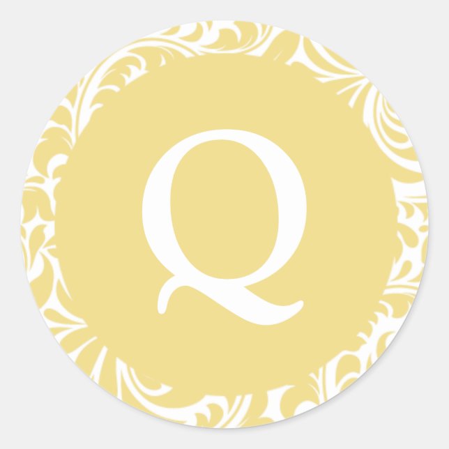 Sticker Rond Monogram Q Antique Mariage d'or Monogrammes Invita (Devant)