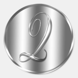 Sticker Rond Monogram Q Silver Color Faire-part de mariage Holi