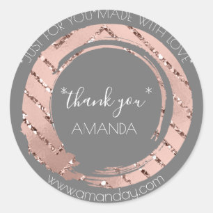 Sticker Rond Monogram Rose Merci Web Boutique Shop Gris