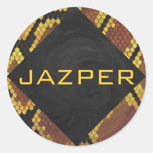 Sticker Rond Monogram Snake Brown et Gold Print