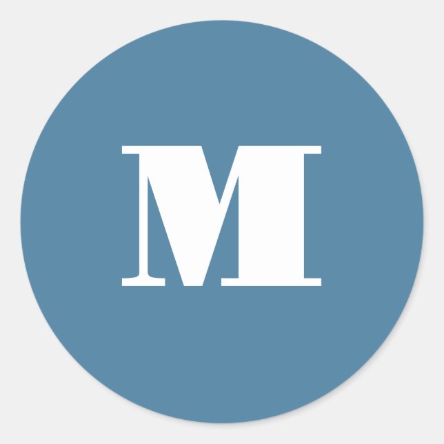 Sticker Rond Monogram Solide Blue Pastel Minimaliste Profession (Devant)