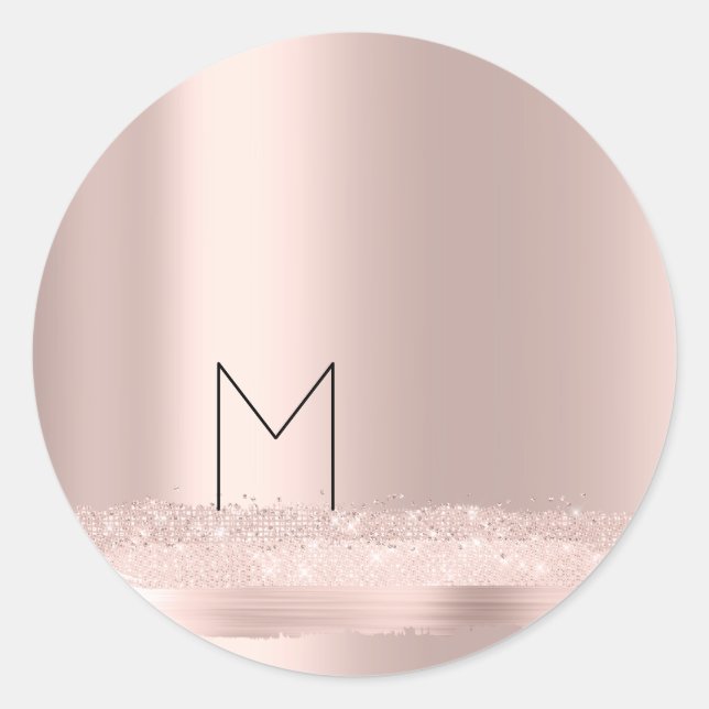 Sticker Rond Monogram Spark Rose  Teinte initiale du nom Traits (Devant)