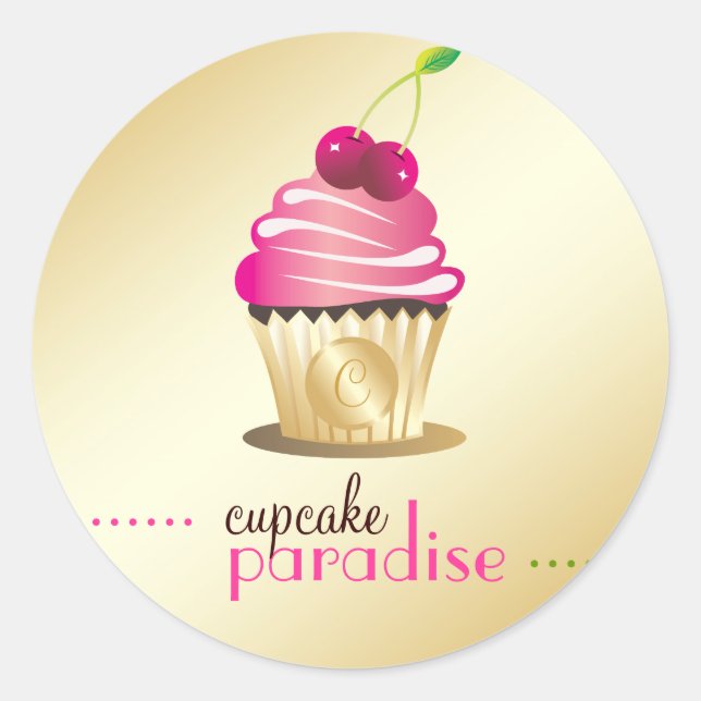 Sticker Rond Monogramme 311-Cupcake Paradise (Devant)