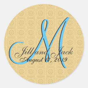 Sticker Rond Monogramme 3D Faux Doré en relief