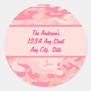 Sticker Rond Monogramme à camouflage rose