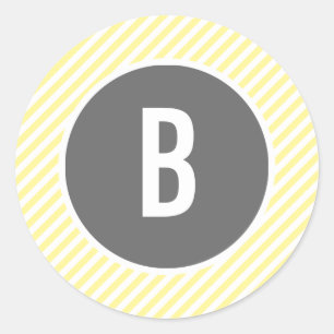 Sticker Rond Monogramme à rayures jaunes
