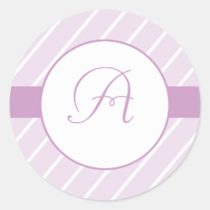 Sticker Rond Monogramme à rayures violettes