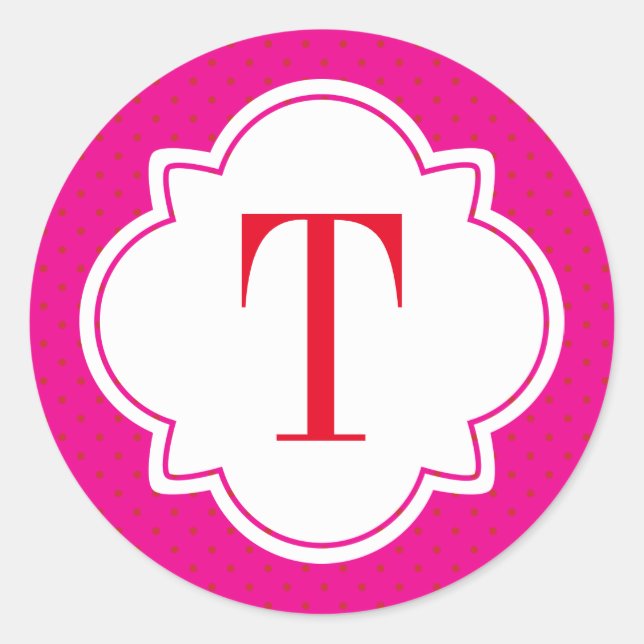 Sticker Rond Monogramme à simple lettre POKA ET QUATREFEILLE (Devant)