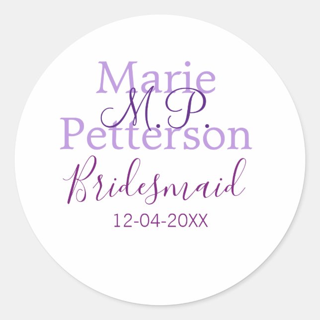 Sticker Rond Monogramme ajouter le nom lettre demoiselles maria (Devant)