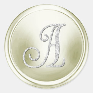 Sticker Rond Monogramme argenté 3 Blanc cassé TOUTES INITIALES