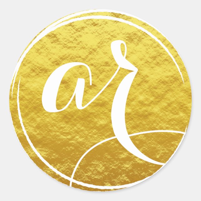 Sticker Rond Monogramme aspect feuille d'or (Devant)