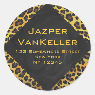 Sticker Rond Monogramme avec léopard Brown et jaune