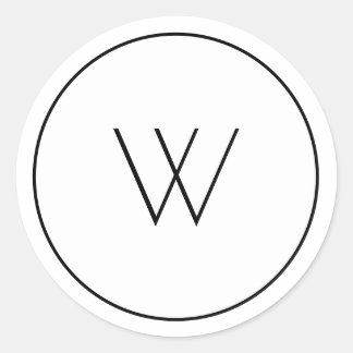 Sticker Rond Monogramme blanc minimaliste simple lettre W