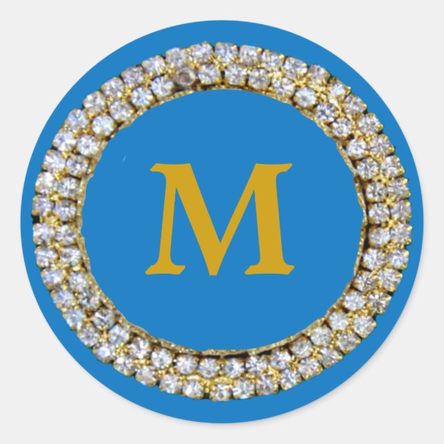 Sticker Rond Monogramme bleu (Devant)