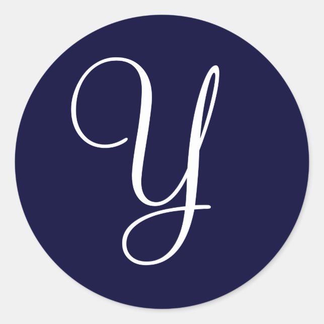 Sticker Rond Monogramme bleu et blanc Y (Devant)